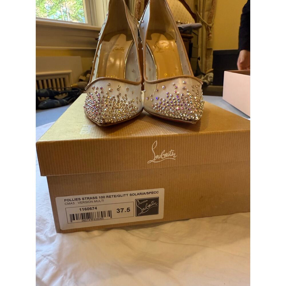 Christian Louboutin Follies Strass 100 Crystal Mesh Pumps Size 37.5 EU (US 7.5)